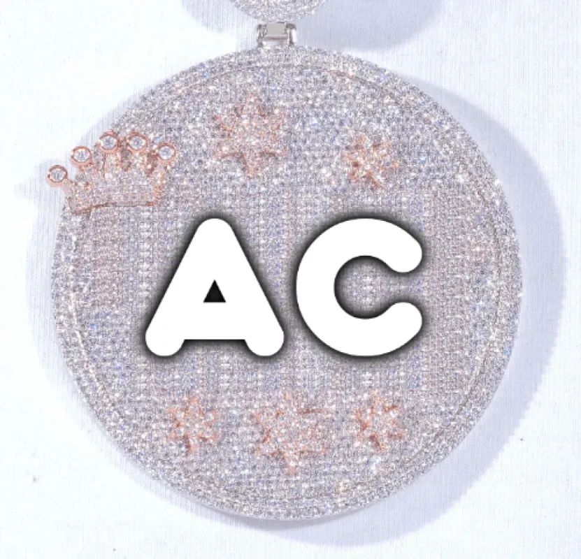 CUSTOM LETTER NECKLACE 3D BIG CROWN DISC sold by The GUU Shop