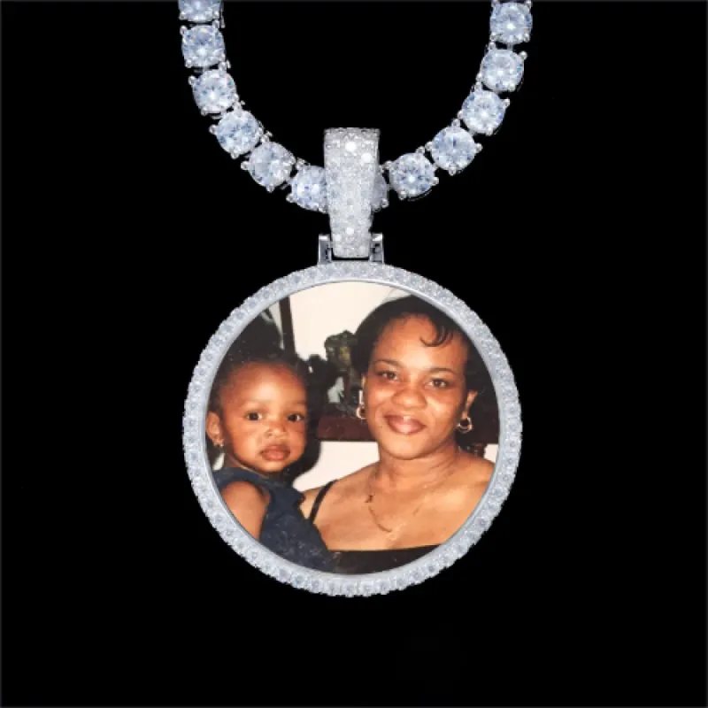 925S & VVS Moissanite 3D Circle Custom Picture Pendant sold by The GUU Shop