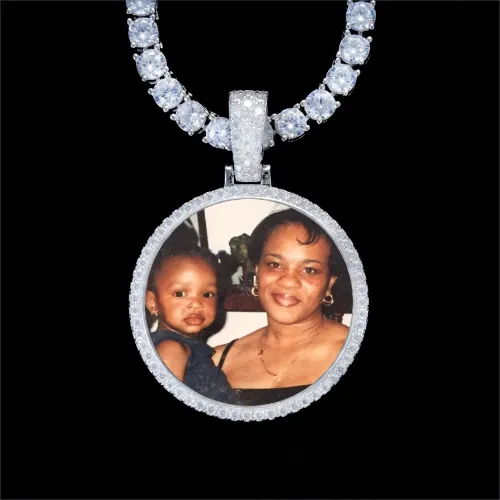 925S & VVS Moissanite 3D Circle Custom Picture Pendant sold by The GUU Shop