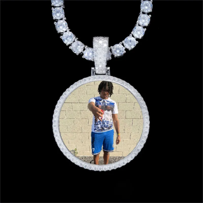 925S & VVS Moissanite 3D Circle Custom Picture Pendant sold by The GUU Shop