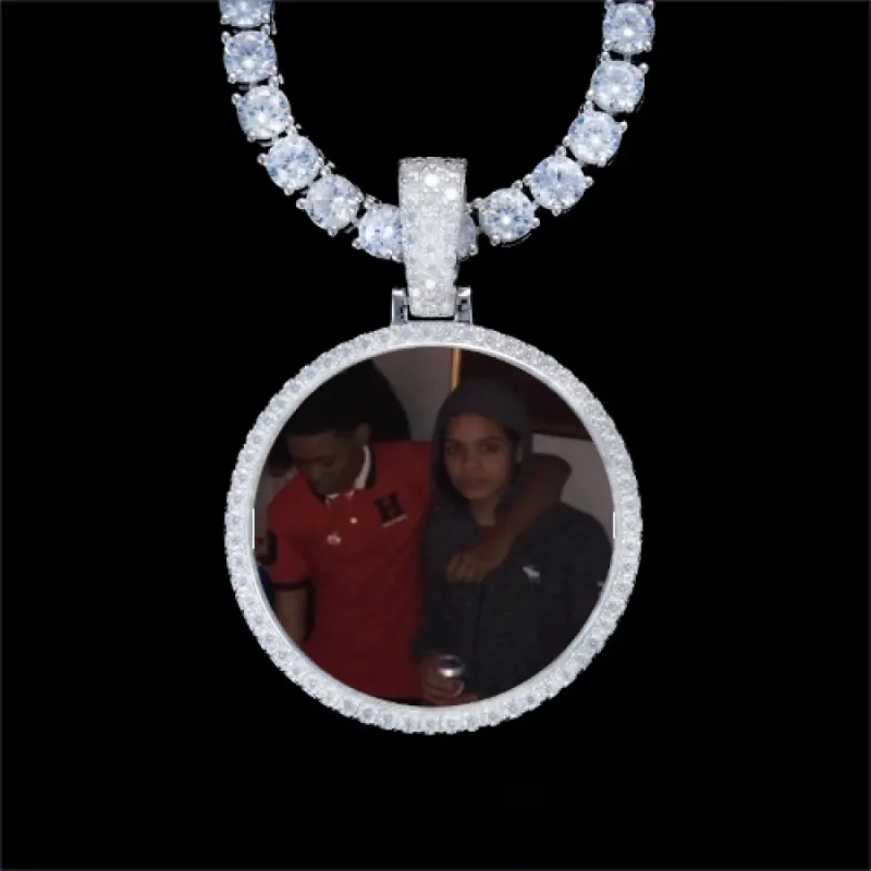 925S & VVS Moissanite 3D Circle Custom Picture Pendant sold by The GUU Shop