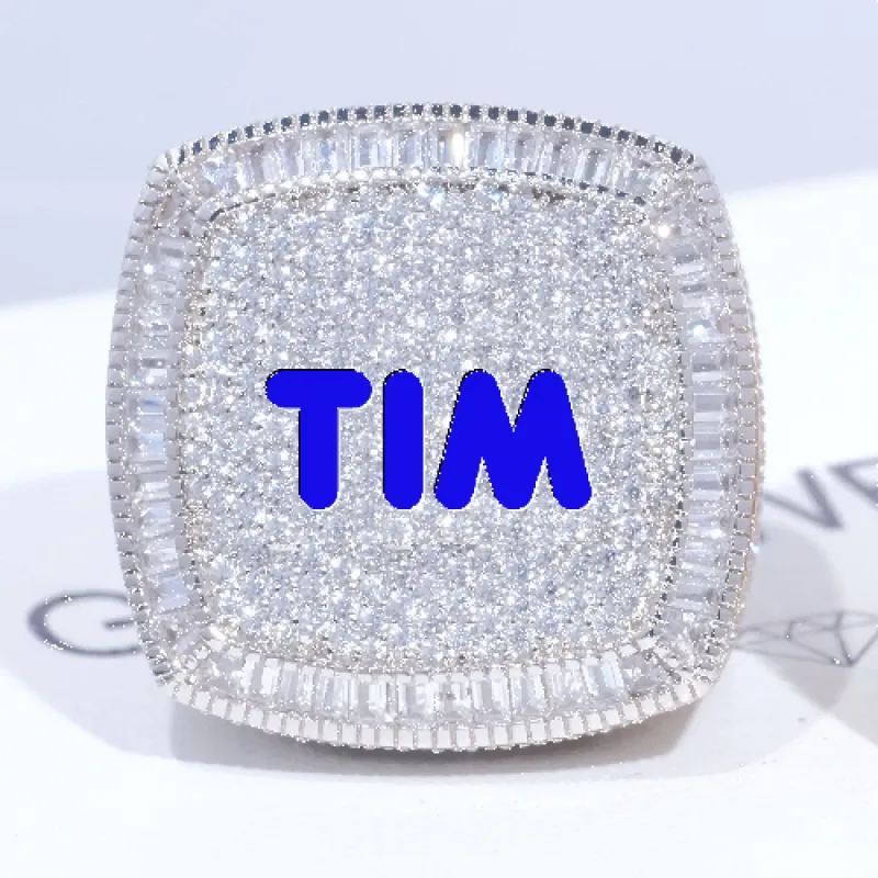 CUSTOM LETTER 3D ICED RING sold by The GUU Shop