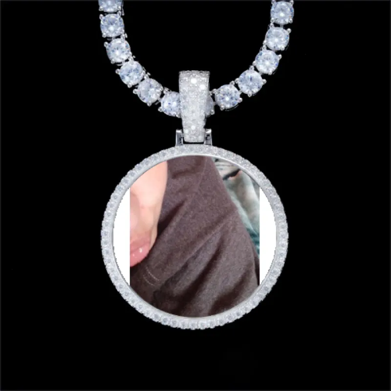 925S & VVS Moissanite 3D Circle Custom Picture Pendant sold by The GUU Shop