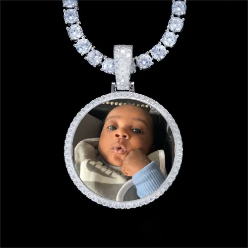 925S & VVS Moissanite 3D Circle Custom Picture Pendant sold by The GUU Shop