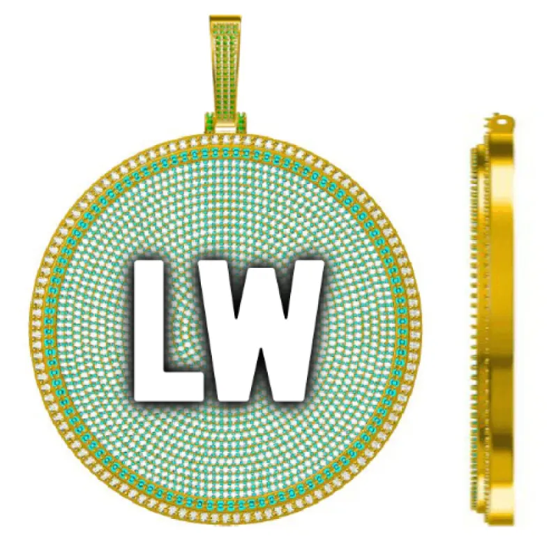 CUSTOM LETTER NECKLACE 3D BIG DISC sold by The GUU Shop