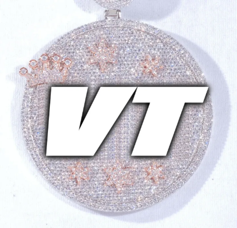 CUSTOM LETTER NECKLACE 3D BIG CROWN DISC sold by The GUU Shop