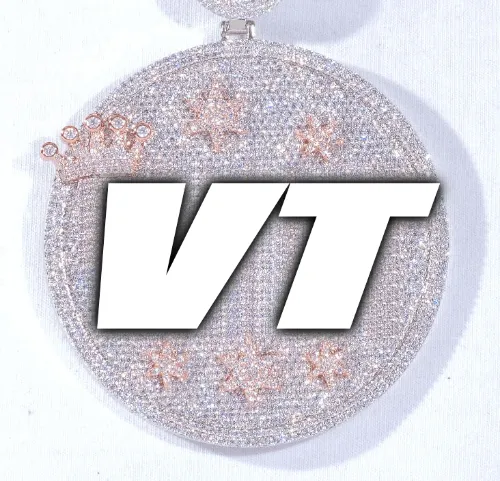 CUSTOM LETTER NECKLACE 3D BIG CROWN DISC sold by The GUU Shop