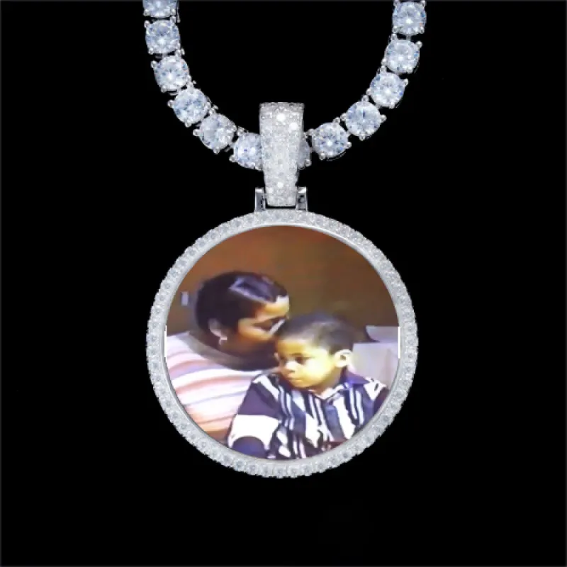 925S & VVS Moissanite 3D Circle Custom Picture Pendant sold by The GUU Shop