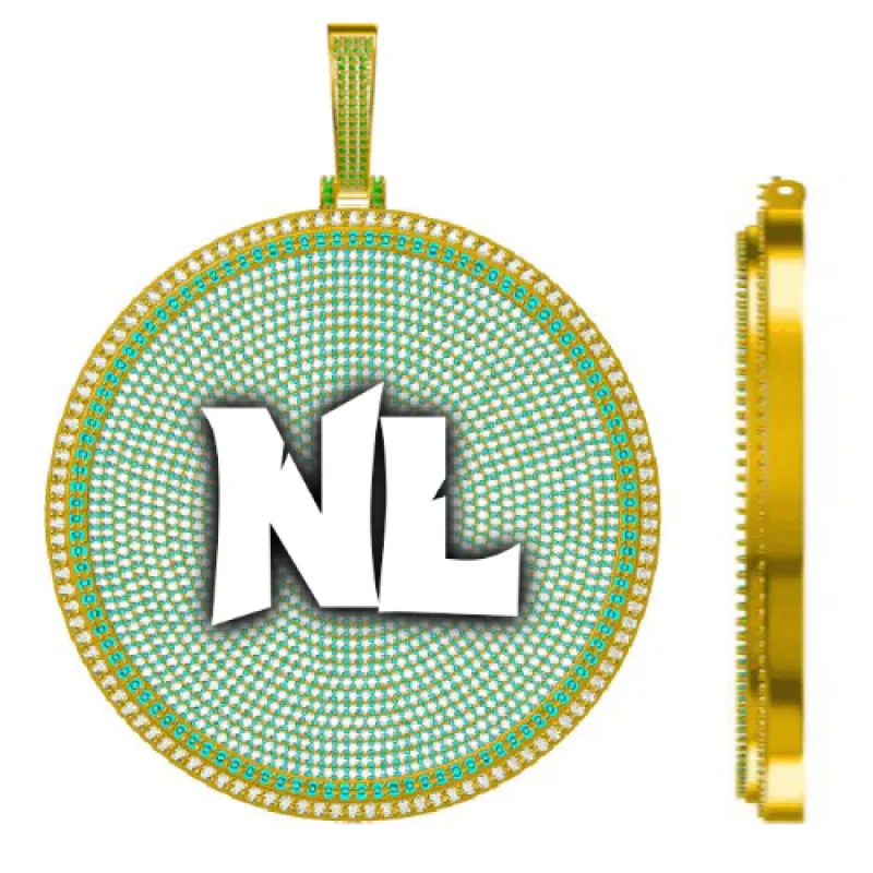 CUSTOM LETTER NECKLACE 3D BIG DISC sold by The GUU Shop