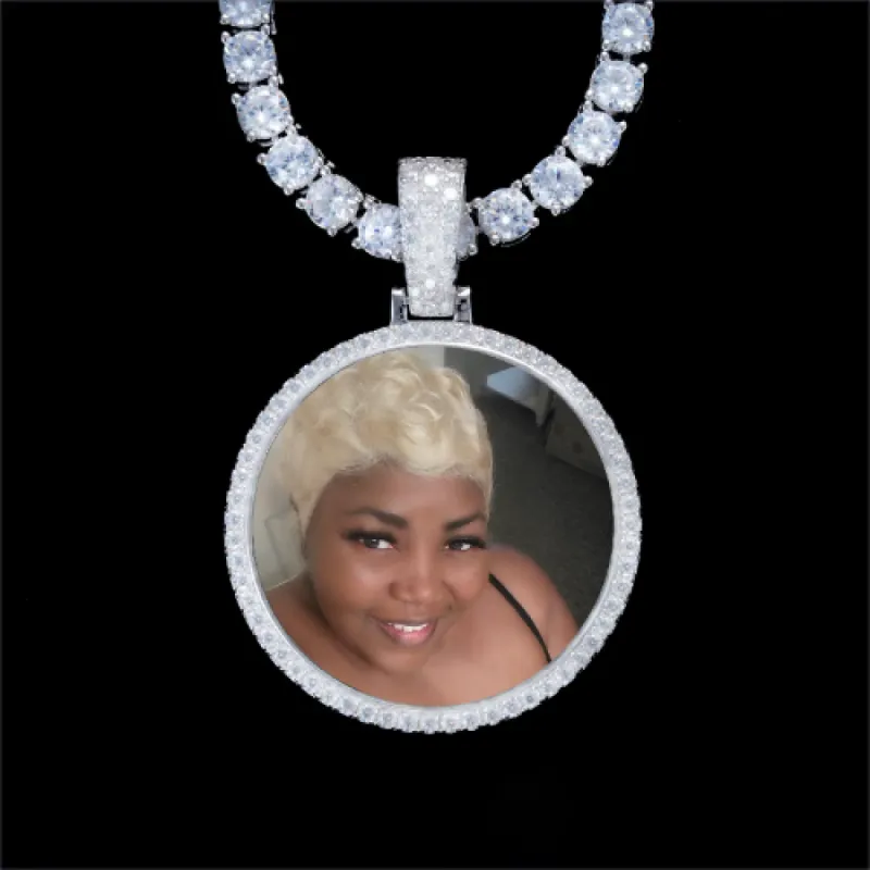 925S & VVS Moissanite 3D Circle Custom Picture Pendant sold by The GUU Shop