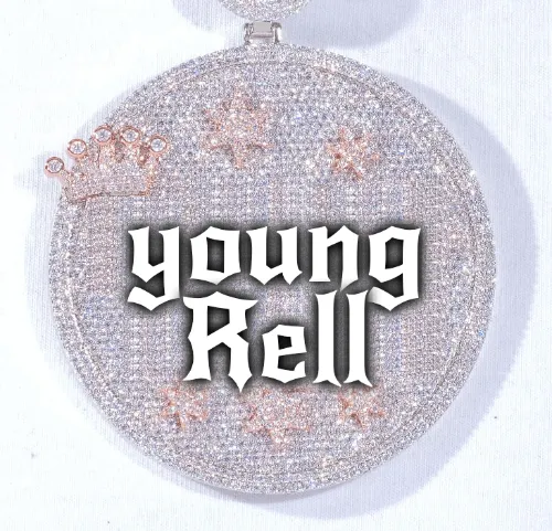 CUSTOM LETTER NECKLACE 3D BIG CROWN DISC sold by The GUU Shop