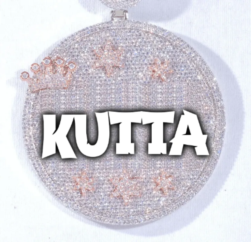 CUSTOM LETTER NECKLACE 3D BIG CROWN DISC sold by The GUU Shop