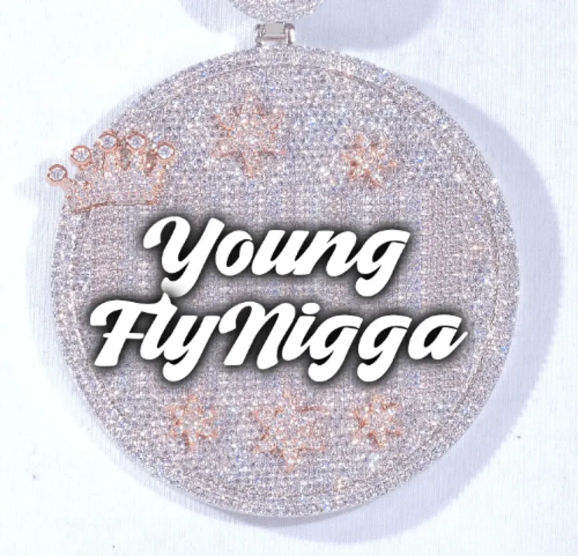 CUSTOM LETTER NECKLACE 3D BIG CROWN DISC sold by The GUU Shop