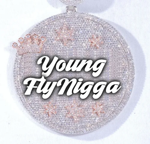 CUSTOM LETTER NECKLACE 3D BIG CROWN DISC sold by The GUU Shop