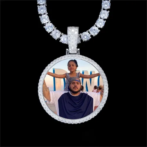 925S & VVS Moissanite 3D Circle Custom Picture Pendant sold by The GUU Shop
