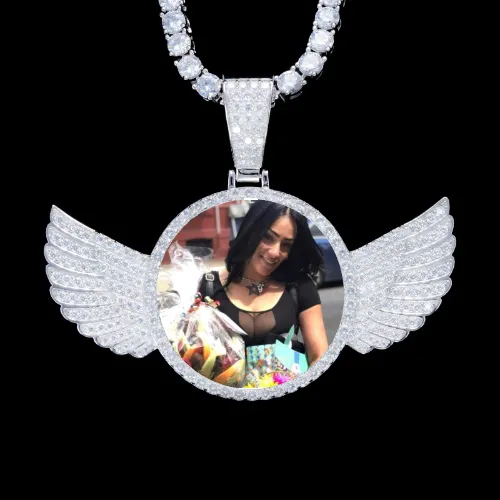 925S & VVS Moissanite 3D Wing Custom Picture Pendant sold by The GUU Shop