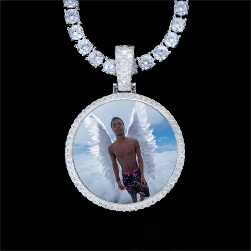 925S & VVS Moissanite 3D Circle Custom Picture Pendant sold by The GUU Shop