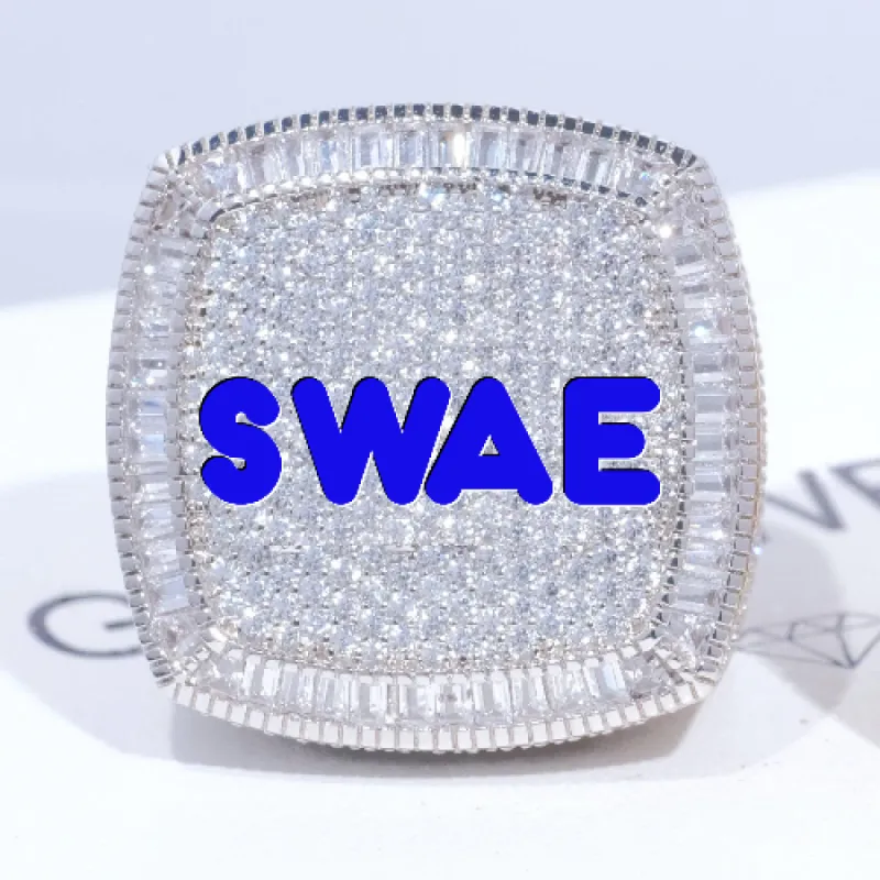 CUSTOM LETTER 3D ICED RING sold by The GUU Shop