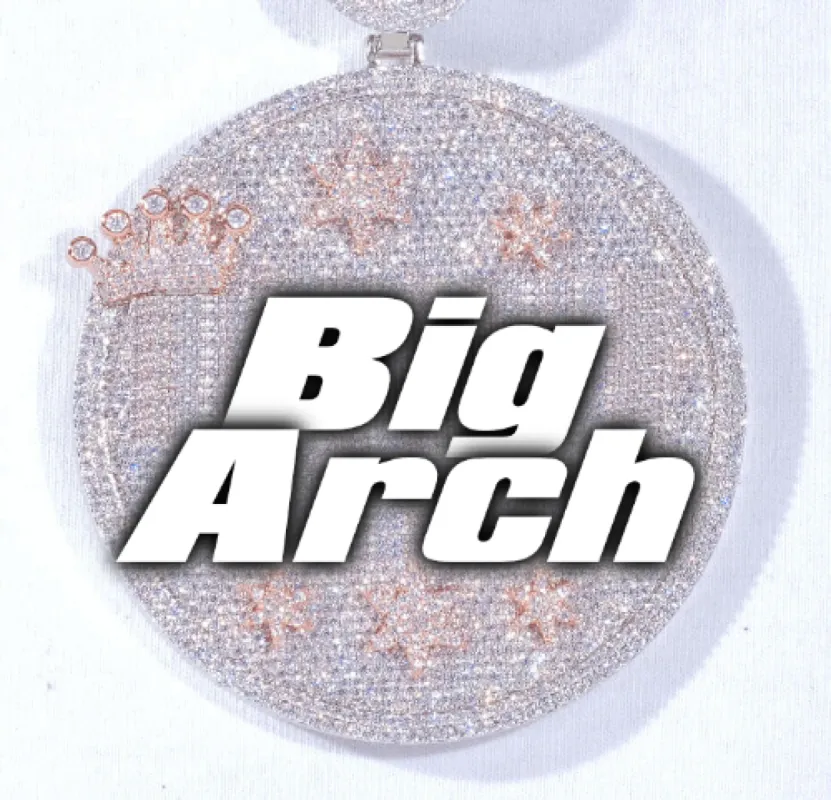 CUSTOM LETTER NECKLACE 3D BIG CROWN DISC sold by The GUU Shop