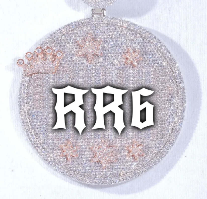 CUSTOM LETTER NECKLACE 3D BIG CROWN DISC sold by The GUU Shop