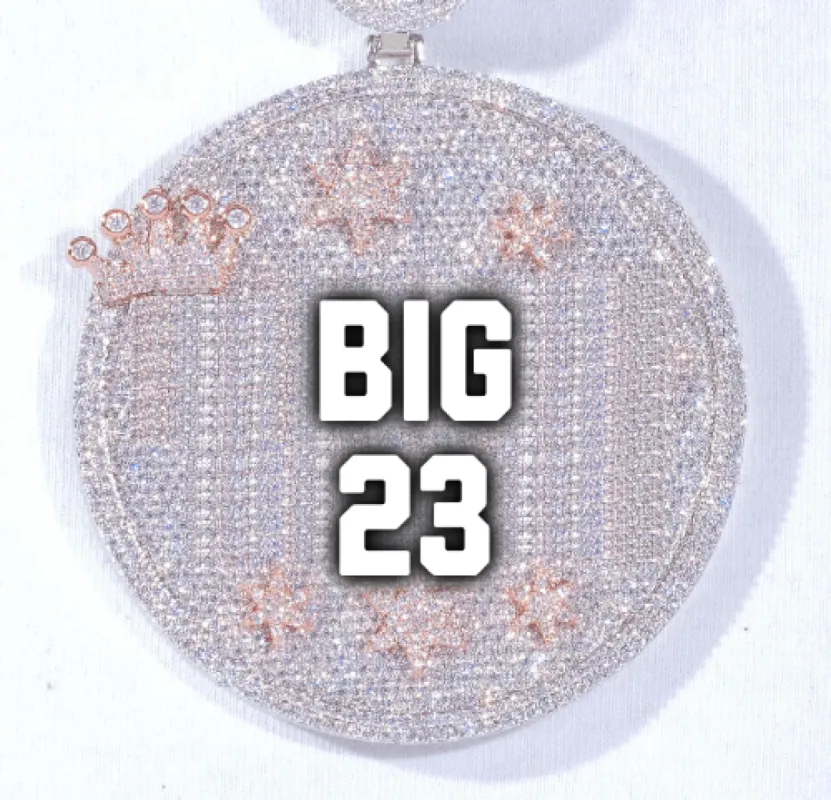 CUSTOM LETTER NECKLACE 3D BIG CROWN DISC sold by The GUU Shop