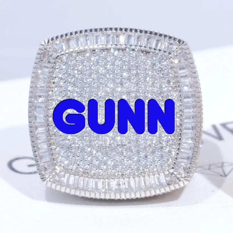 CUSTOM LETTER 3D ICED RING sold by The GUU Shop