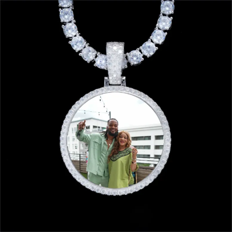 925S & VVS Moissanite 3D Circle Custom Picture Pendant sold by The GUU Shop