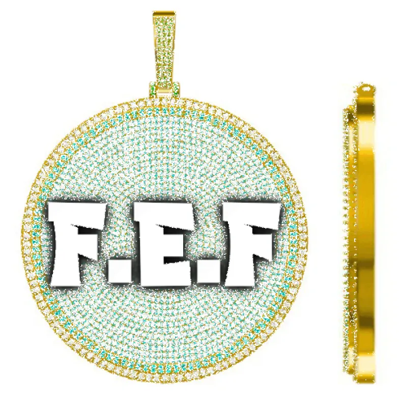 CUSTOM LETTER NECKLACE 3D BIG DISC sold by The GUU Shop