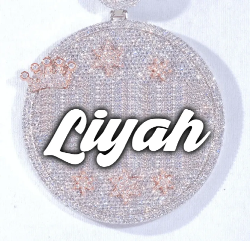 CUSTOM LETTER NECKLACE 3D BIG CROWN DISC sold by The GUU Shop