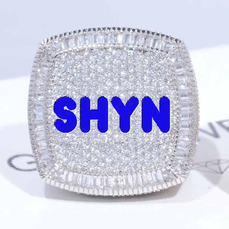 CUSTOM LETTER 3D ICED RING sold by The GUU Shop