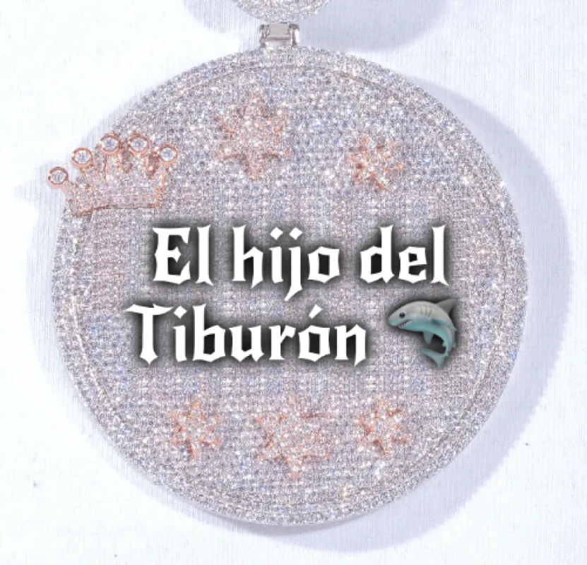 CUSTOM LETTER NECKLACE 3D BIG CROWN DISC sold by The GUU Shop