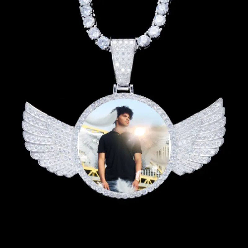 925S & VVS Moissanite 3D Wing Custom Picture Pendant sold by The GUU Shop