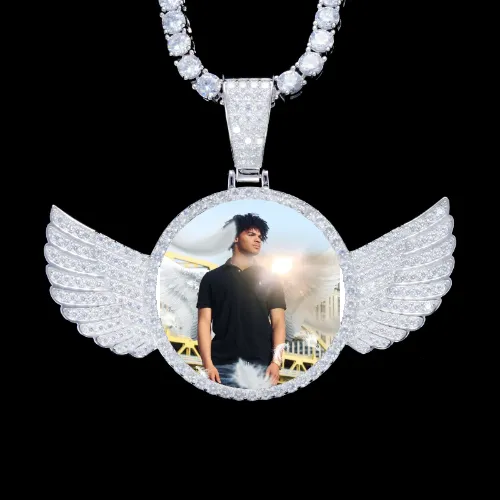 925S & VVS Moissanite 3D Wing Custom Picture Pendant sold by The GUU Shop