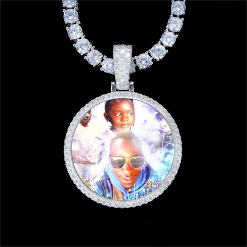925S & VVS Moissanite 3D Circle Custom Picture Pendant sold by The GUU Shop
