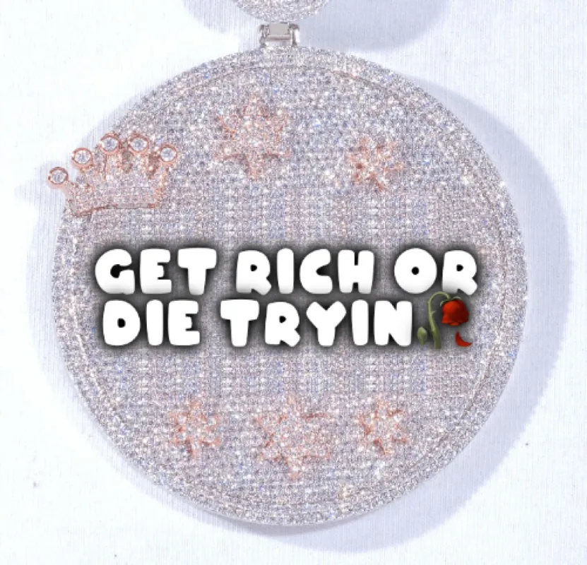 CUSTOM LETTER NECKLACE 3D BIG CROWN DISC sold by The GUU Shop