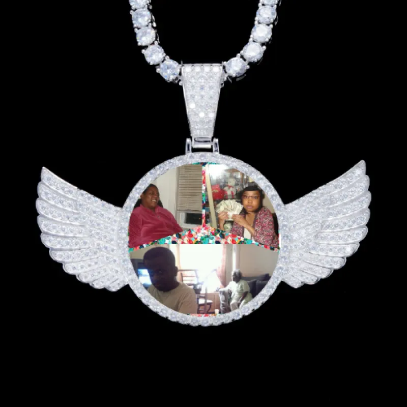 925S & VVS Moissanite 3D Wing Custom Picture Pendant sold by The GUU Shop