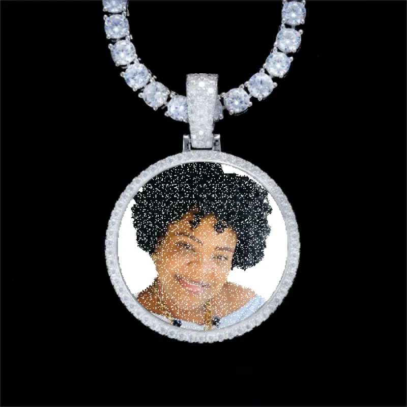 925S & VVS Moissanite 3D Circle Custom Picture Pendant sold by The GUU Shop