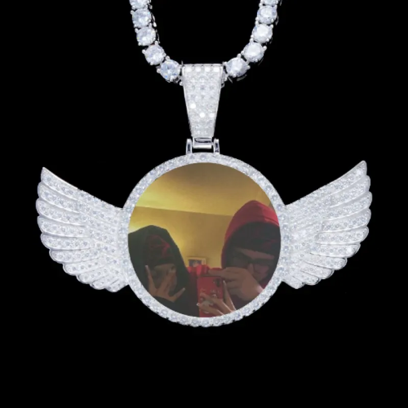 925S & VVS Moissanite 3D Wing Custom Picture Pendant sold by The GUU Shop