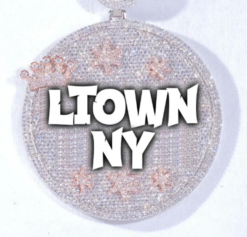 CUSTOM LETTER NECKLACE 3D BIG CROWN DISC sold by The GUU Shop