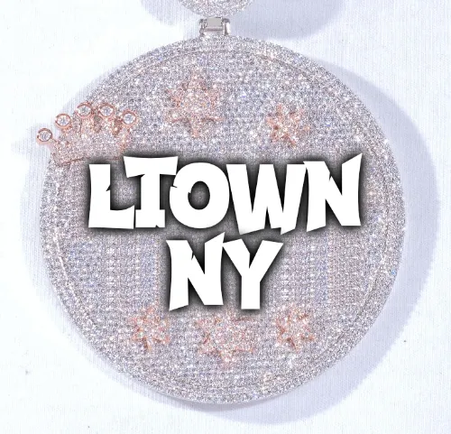 CUSTOM LETTER NECKLACE 3D BIG CROWN DISC sold by The GUU Shop