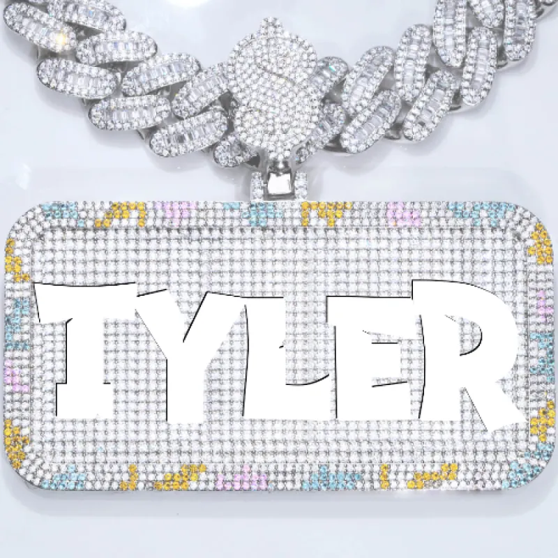 CUSTOM LETTER NECKLACE 3D COLORFUL SQUARE sold by The GUU Shop