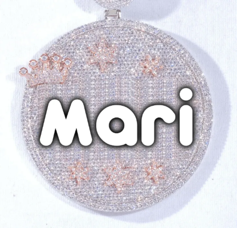 CUSTOM LETTER NECKLACE 3D BIG CROWN DISC made by The GUU Shop