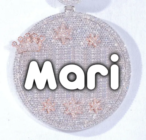 CUSTOM LETTER NECKLACE 3D BIG CROWN DISC sold by The GUU Shop