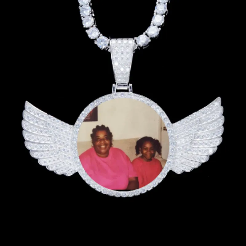 925S & VVS Moissanite 3D Wing Custom Picture Pendant sold by The GUU Shop
