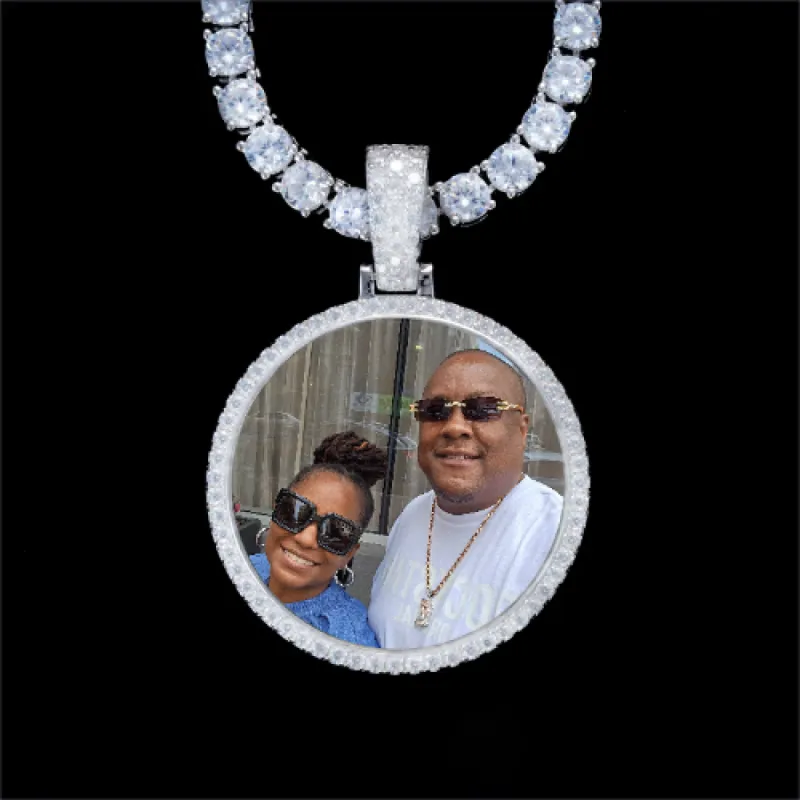 925S & VVS Moissanite 3D Circle Custom Picture Pendant sold by The GUU Shop