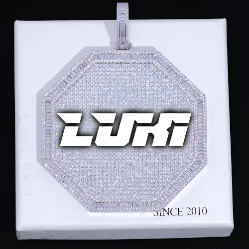 CUSTOM LETTER NECKLACE 3D BIG OCTAGON sold by The GUU Shop