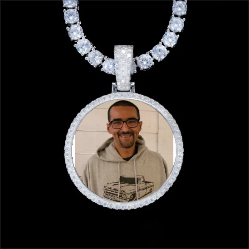 925S & VVS Moissanite 3D Circle Custom Picture Pendant sold by The GUU Shop