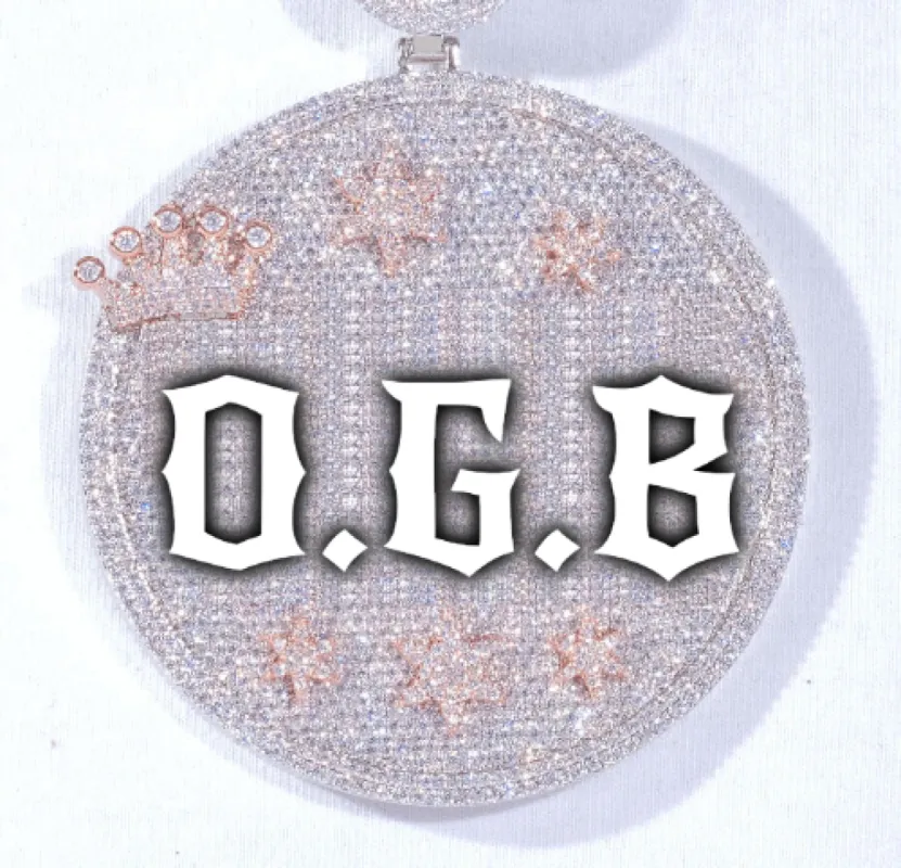 CUSTOM LETTER NECKLACE 3D BIG CROWN DISC sold by The GUU Shop