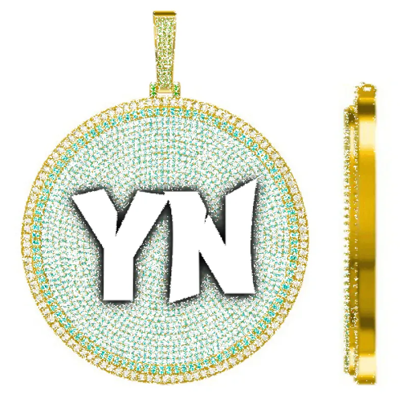 CUSTOM LETTER NECKLACE 3D BIG DISC sold by The GUU Shop