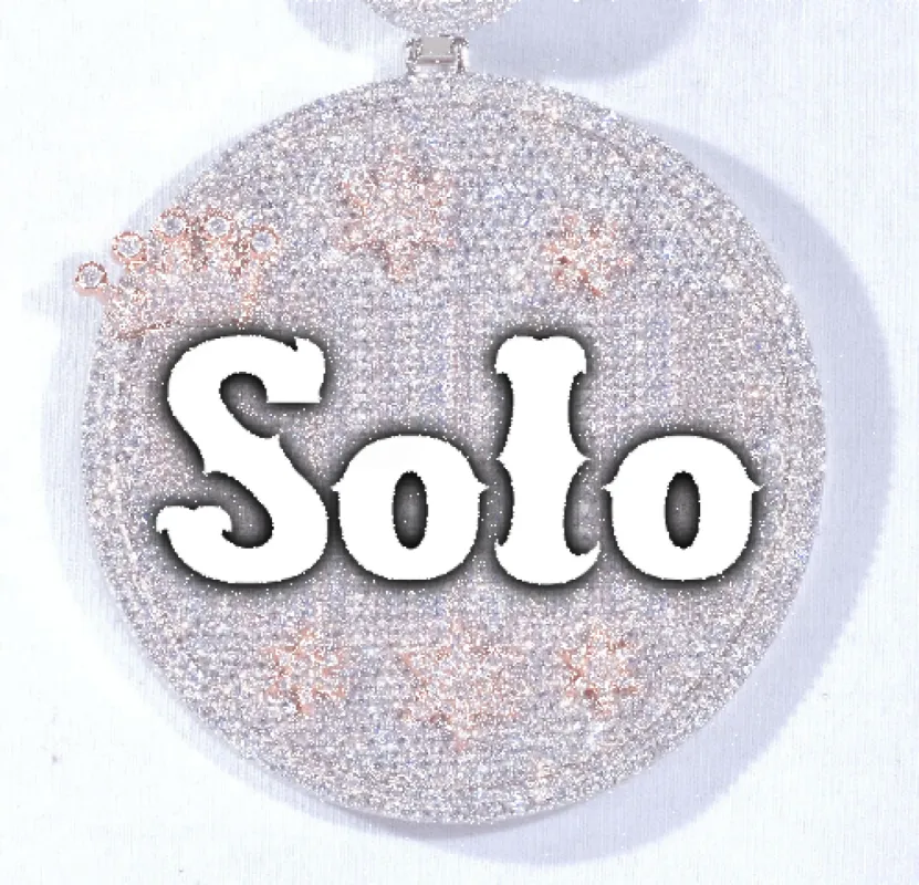 CUSTOM LETTER NECKLACE 3D BIG CROWN DISC sold by The GUU Shop